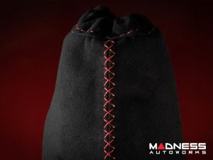 FIAT 500 eBrake Boot - Black Italy - Alcantara - Black w/ Red Cross Stitching